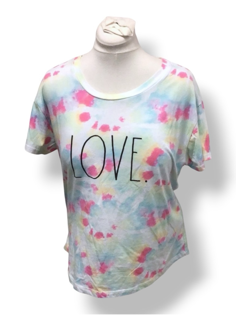 Rae Dunn Women’s Short Sleeve Crewneck “LOVE.” Tee Shirt, Tie Dye, size XL